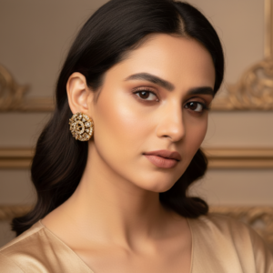 AD ROUND STUD GOLDEN EARRINGS