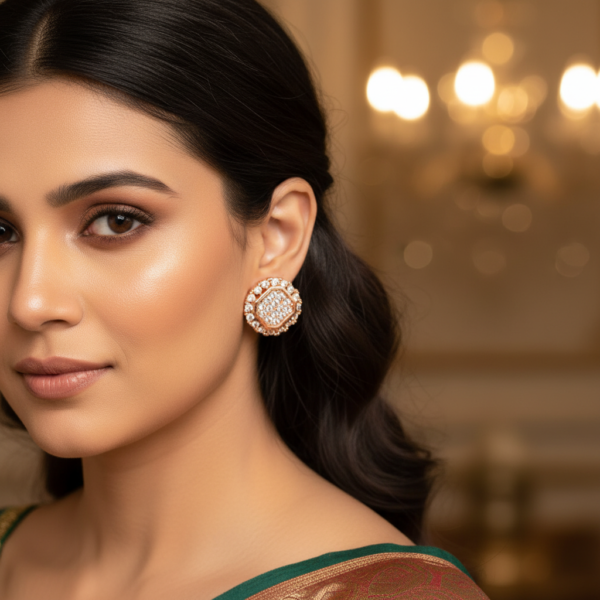 ROUND GOLDEN AD STUD EARRINGS